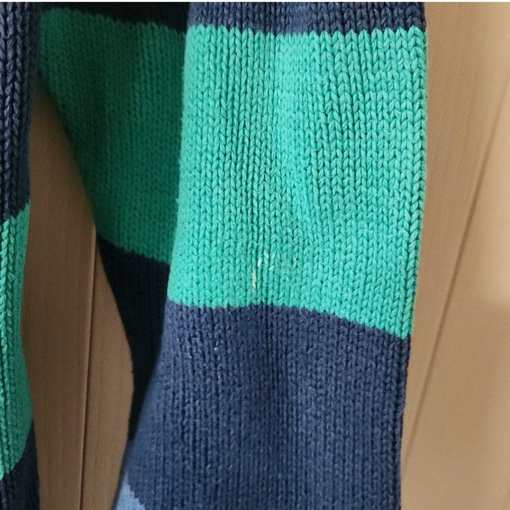 Vtg Liz Wear Striped Oversized Rainbow Fisherman Sweater Cozy Preppy Classic - Picture 7 of 8